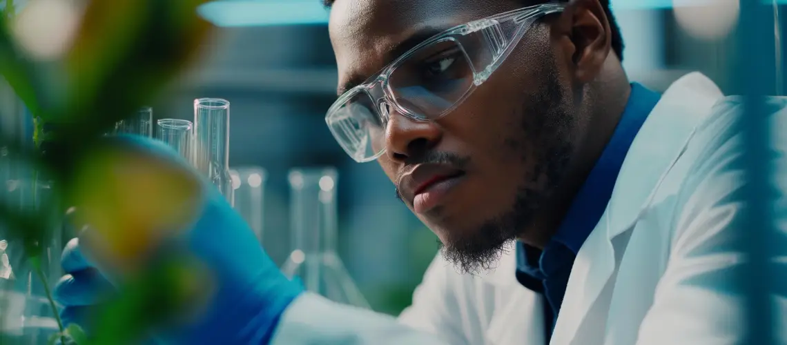 A researcher studying plant-based compounds in a laboratory